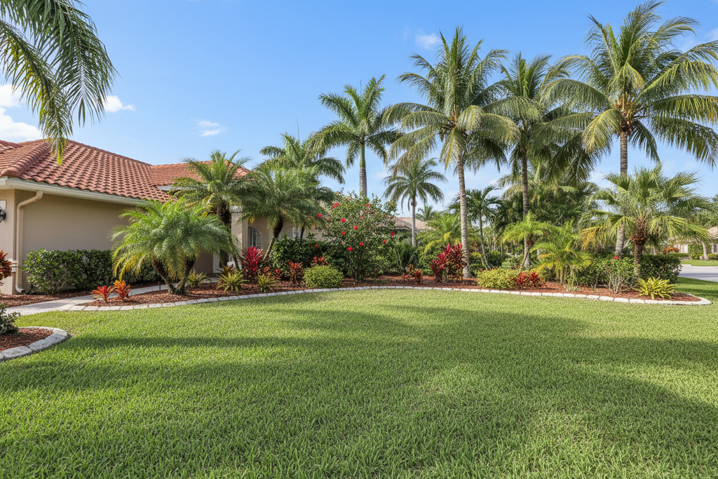 Clean Florida yard after palm frond debris removal